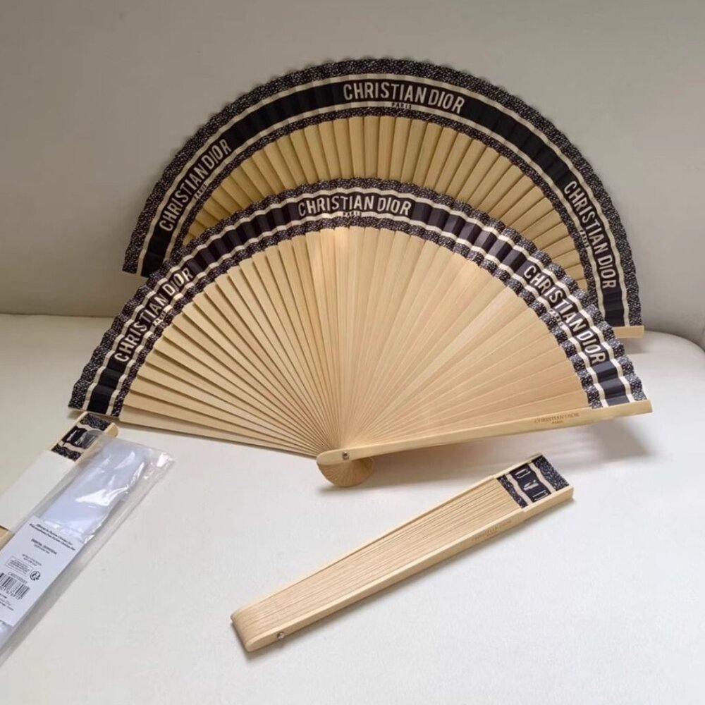 Authentic Christian Dior DIORIVIERA Folding Fan Navy Sensu Novelty New Sealed